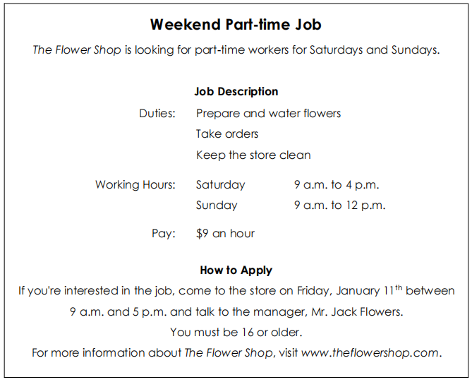 英検3級 Flower Shop Job