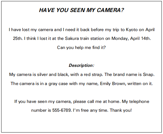 英検3級 Lost Camera